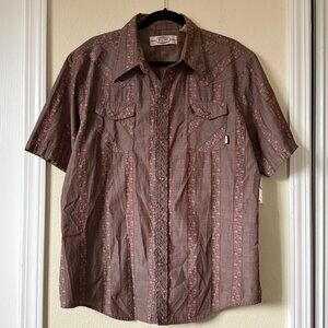 Vintage BC Ethic Custom Crafted Brown Button Up Pearl Snap Cowboy Shirt Sz XXL